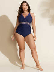 Embroidered Edges Ruched One-Piece Swimsuit