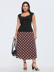 Stretchy Ruched Sweetheart Neckline Knit Top