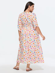 Colorful Paint Strokes Print Flowy Maxi Dress