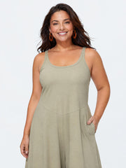 Cotton Sleeveless Wide-Leg Jumpsuit