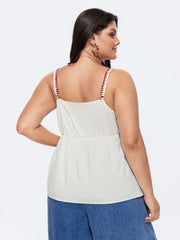 Floral Embroidered Neckline Babydoll Top