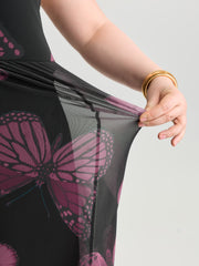 Stretchy Butterfly Print Cami Maxi Dress