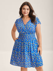 Fruity Floral Stretchy Waist Mini Dress