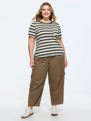 Stretchy Striped Print Round Neck T-Shirt