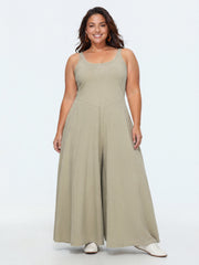 Cotton Sleeveless Wide-Leg Jumpsuit