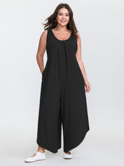 Cotton Stretchy V-Neck Pocket Jumpsuit