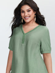Supersoft Contrast Webbing V-Neck Blouse