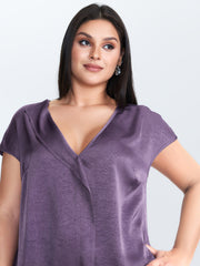 Plain Collar Neckline Flowy Blouse