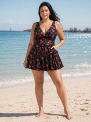 Floral Print Fit And Flare Swim Dress