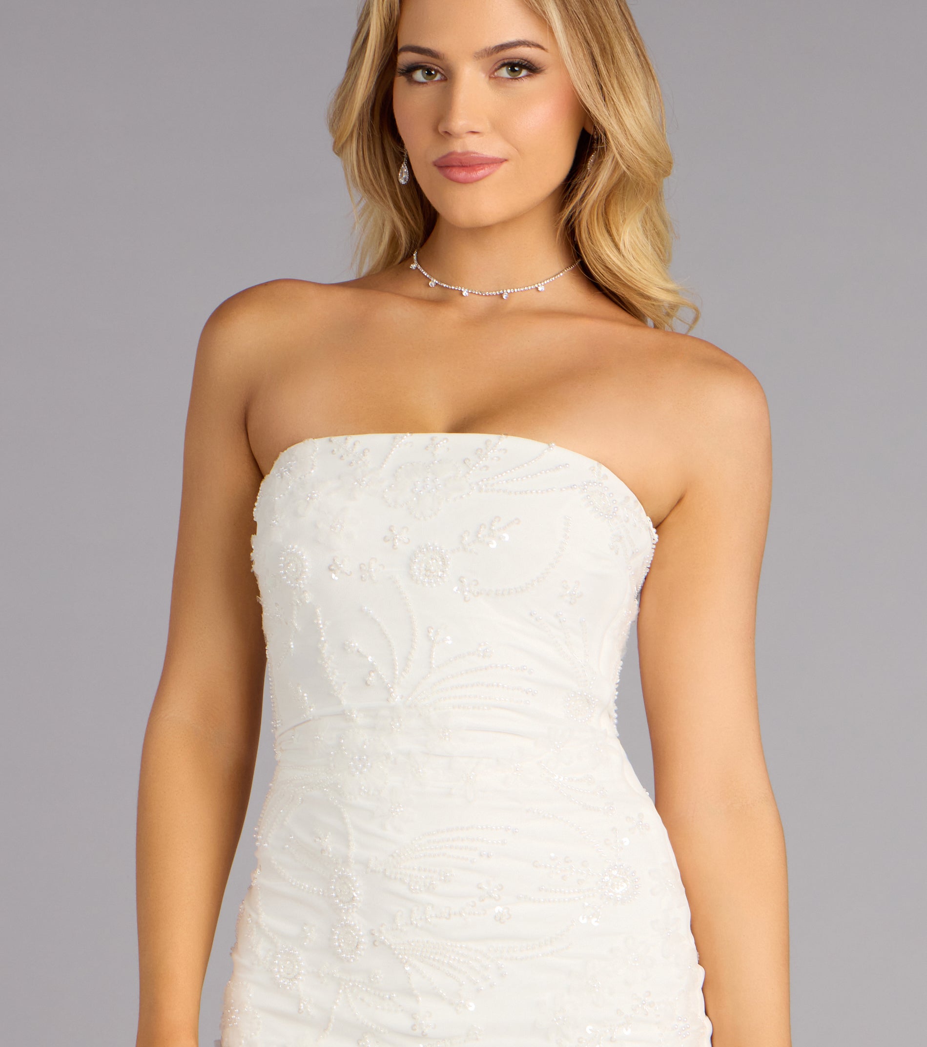 Katrina Beaded Mesh Mini Dress