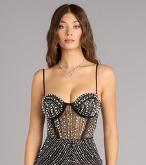 Klyah Rhinestone Pearl Mini Dress