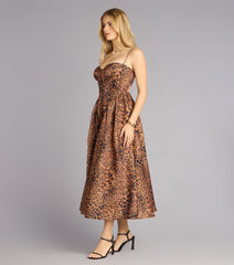Misha Leopard Corset Midi Formal Dress