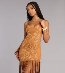 Willa Western Faux Suede Fringe Dress