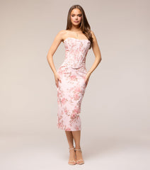 Harper Floral Corset Midi Formal Dress