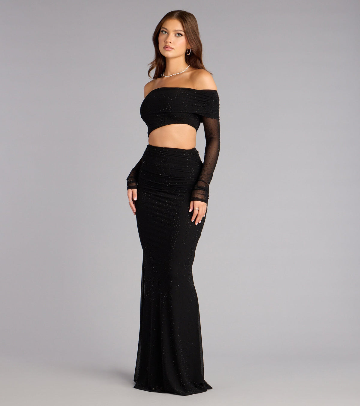 Lila Rhinestone Mermaid Formal Dress