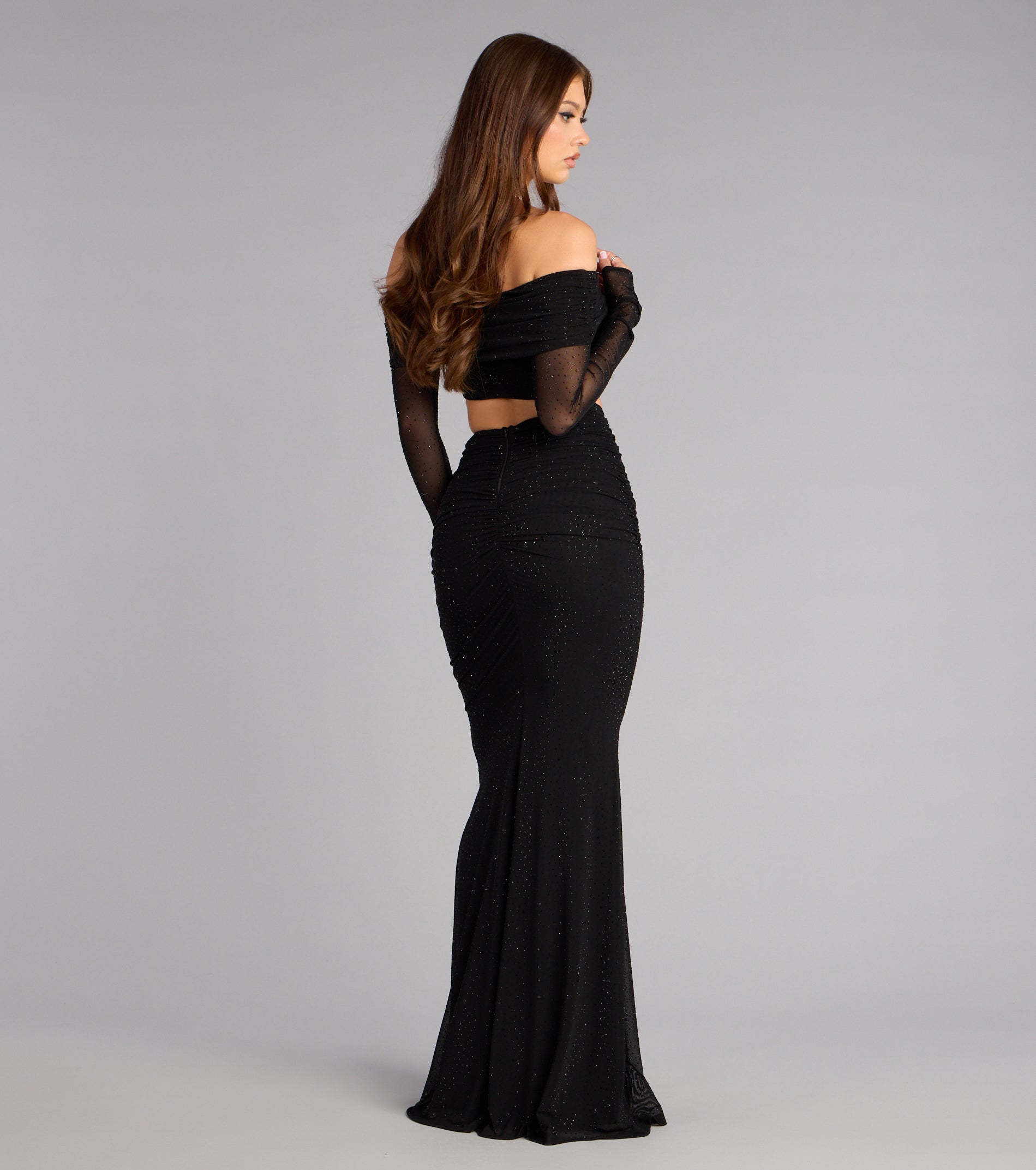 Lila Rhinestone Mermaid Formal Dress