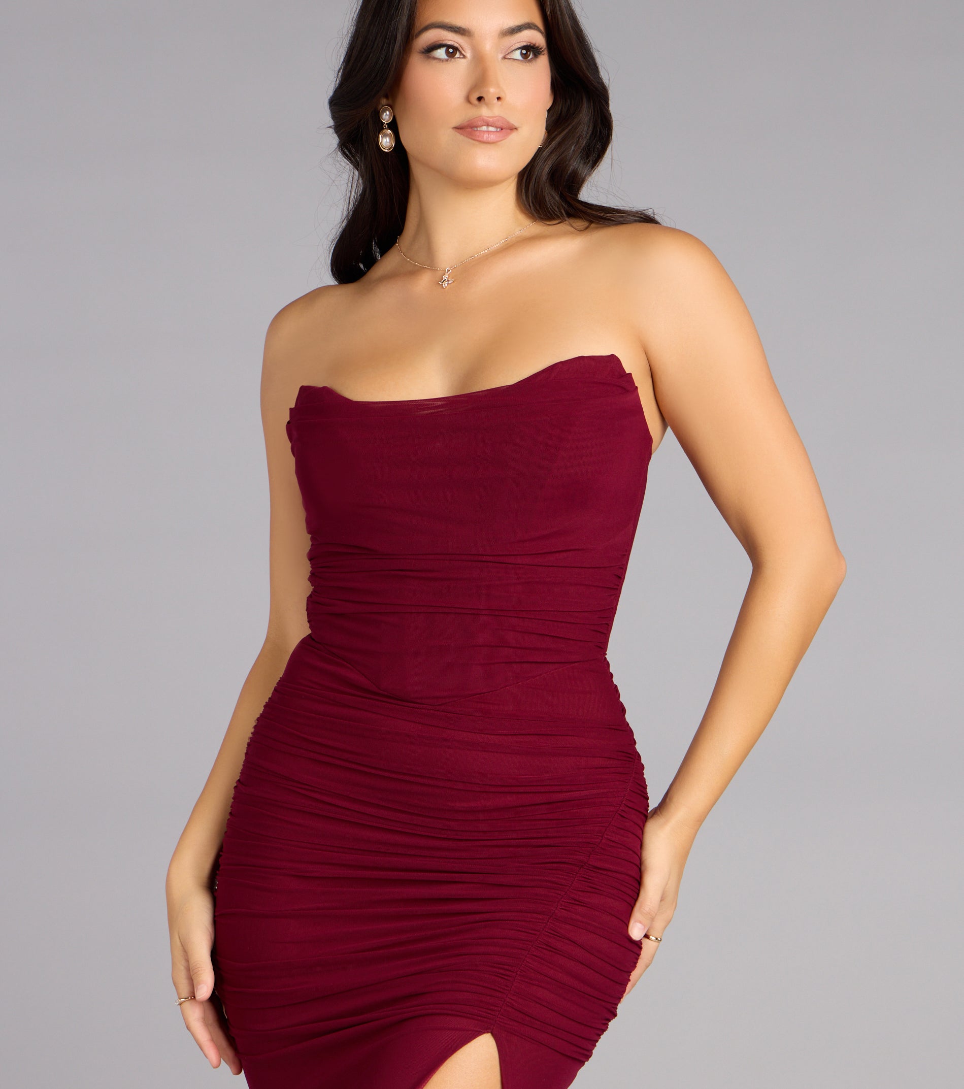 Brooklyn Mesh Strapless Mermaid Formal Dress