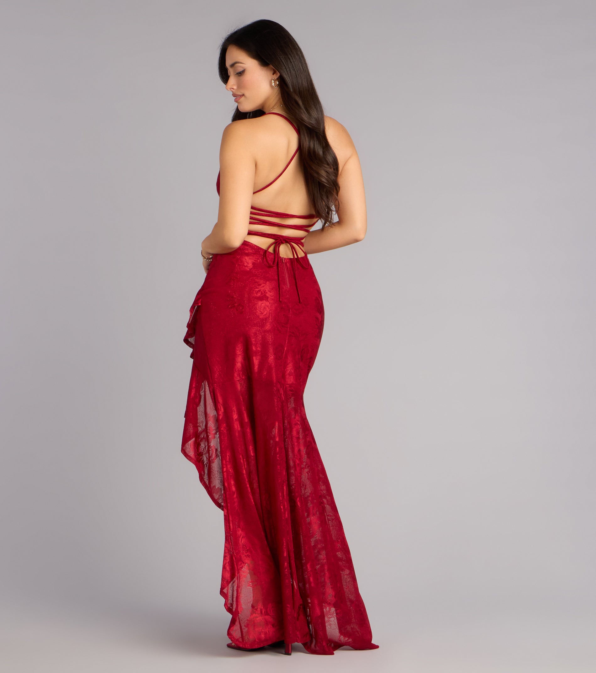 Kaia Square Halter Slit Formal Dress