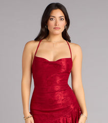 Kaia Square Halter Slit Formal Dress