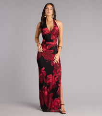 Parker Floral Mesh Slit Formal Dress