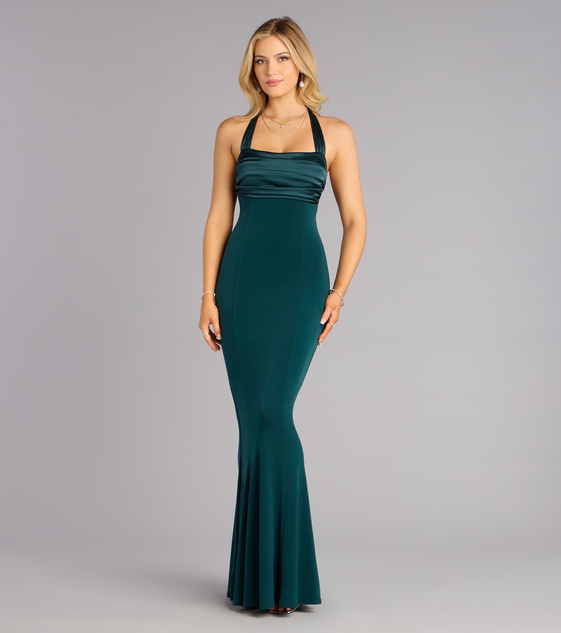 Christine Satin Halter Mermaid Formal Dress