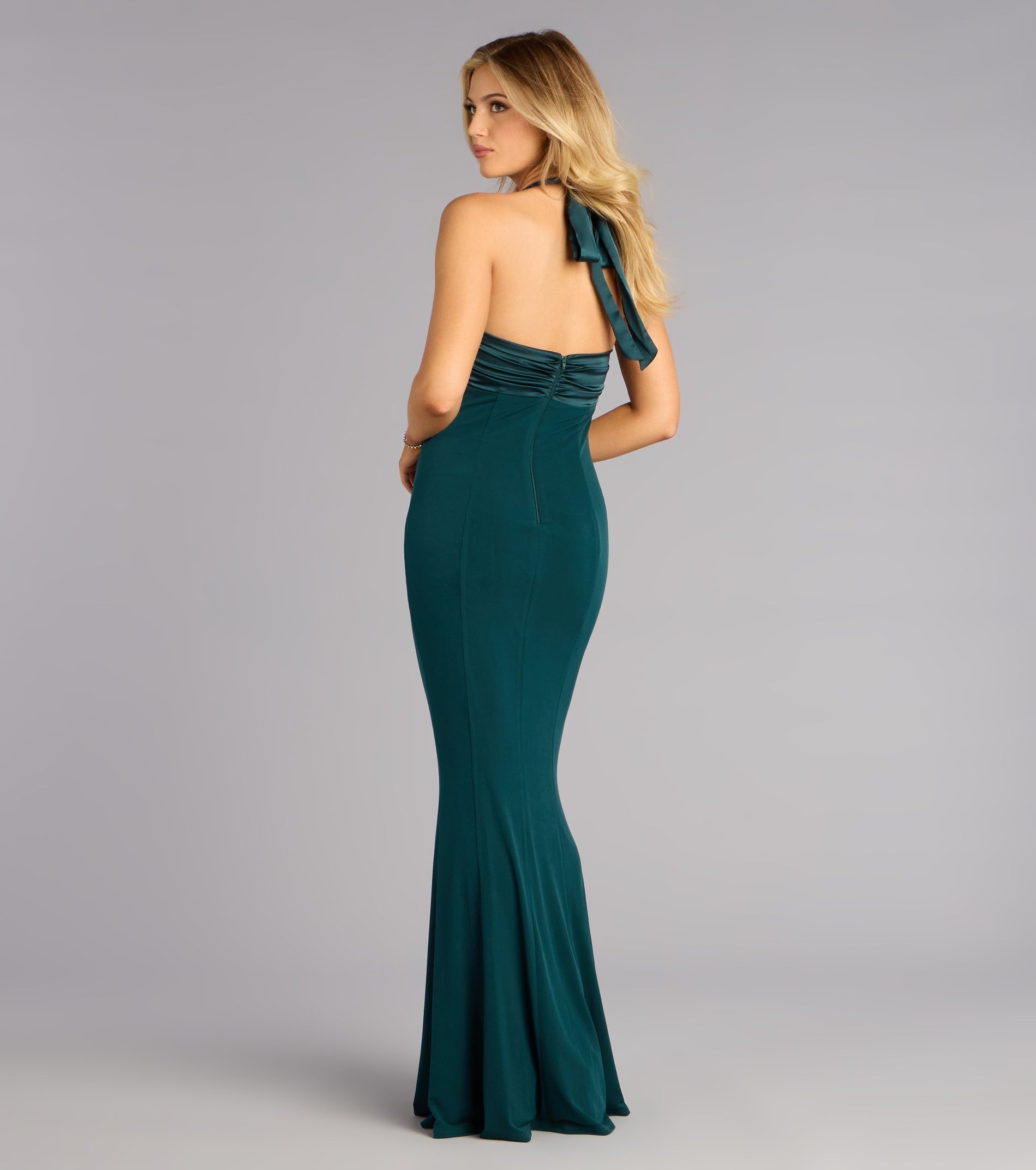 Christine Satin Halter Mermaid Formal Dress