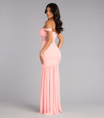 Kimmie Off-The-Shoulder Slit Formal Dress