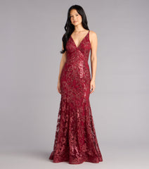 Myra Glitter Sequin Floral Mesh Mermaid Dress