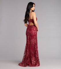 Myra Glitter Sequin Floral Mesh Mermaid Dress
