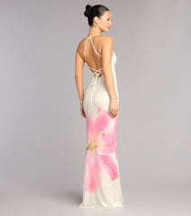 Maia Floral Print Sequin Mermaid Dress