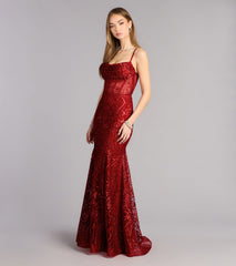 Anna Glitter Sequin Lace-Up Formal Dress