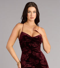 Mahalia Velvet Floral Lace-Up Formal Dress