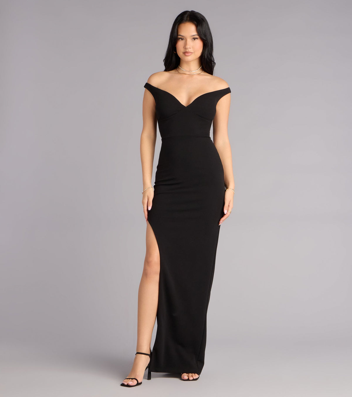 Alianna Crepe High Slit Formal Dress