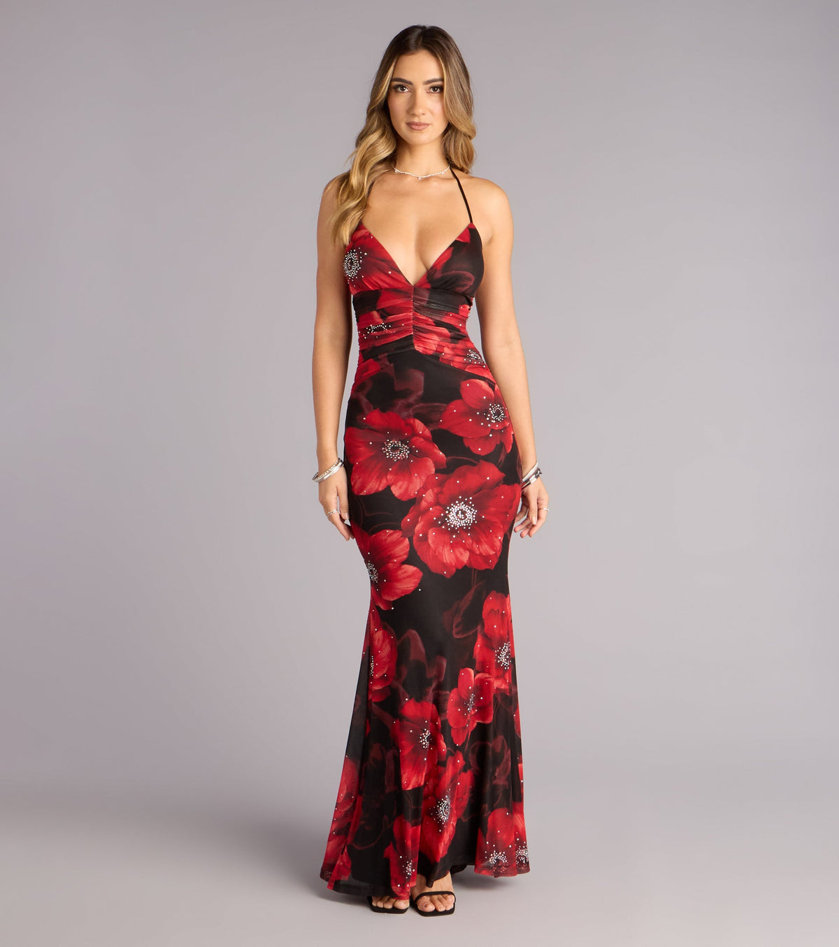 Mael Floral Rhinestone Mermaid Formal Dress