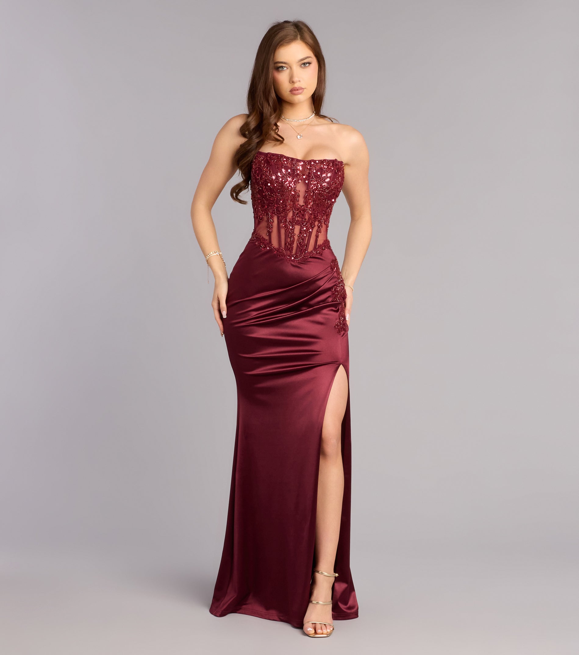 Valentina Formal Satin Corset Mermaid Dress