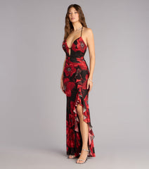 Christen Floral Rhinestone Mesh Formal Dress