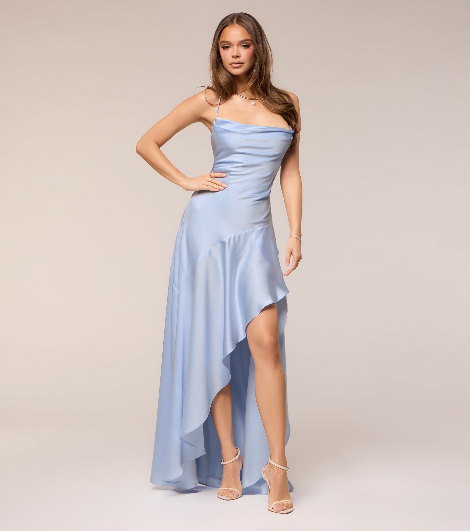 Jennie Satin A-Line Lace-Up Formal Dress