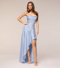 Jennie Satin A-Line Lace-Up Formal Dress