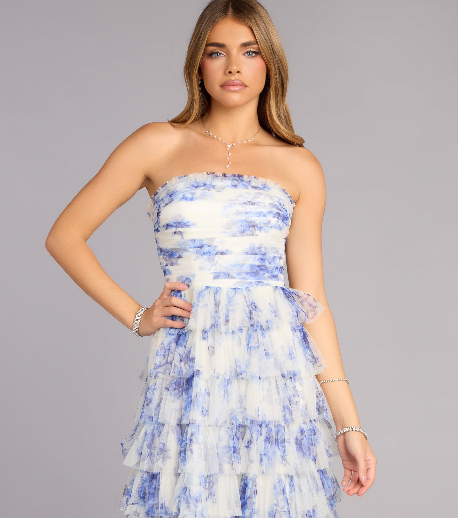 Juniper Floral Strapless Formal Dress