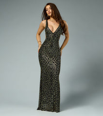 Kim Rhinestone Leopard Mermaid Formal Dress