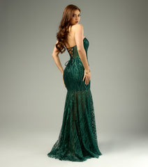 Karissa Glitter Corset Slit Formal Dress