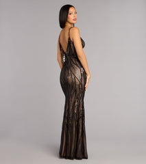 Desiree Sequin Bead Drape Formal Dress
