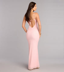 Maya Beaded Sequin Column Formal Dress