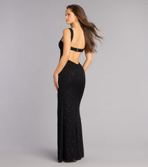 Sonia Mesh Bead Cutout Slit Formal Dress