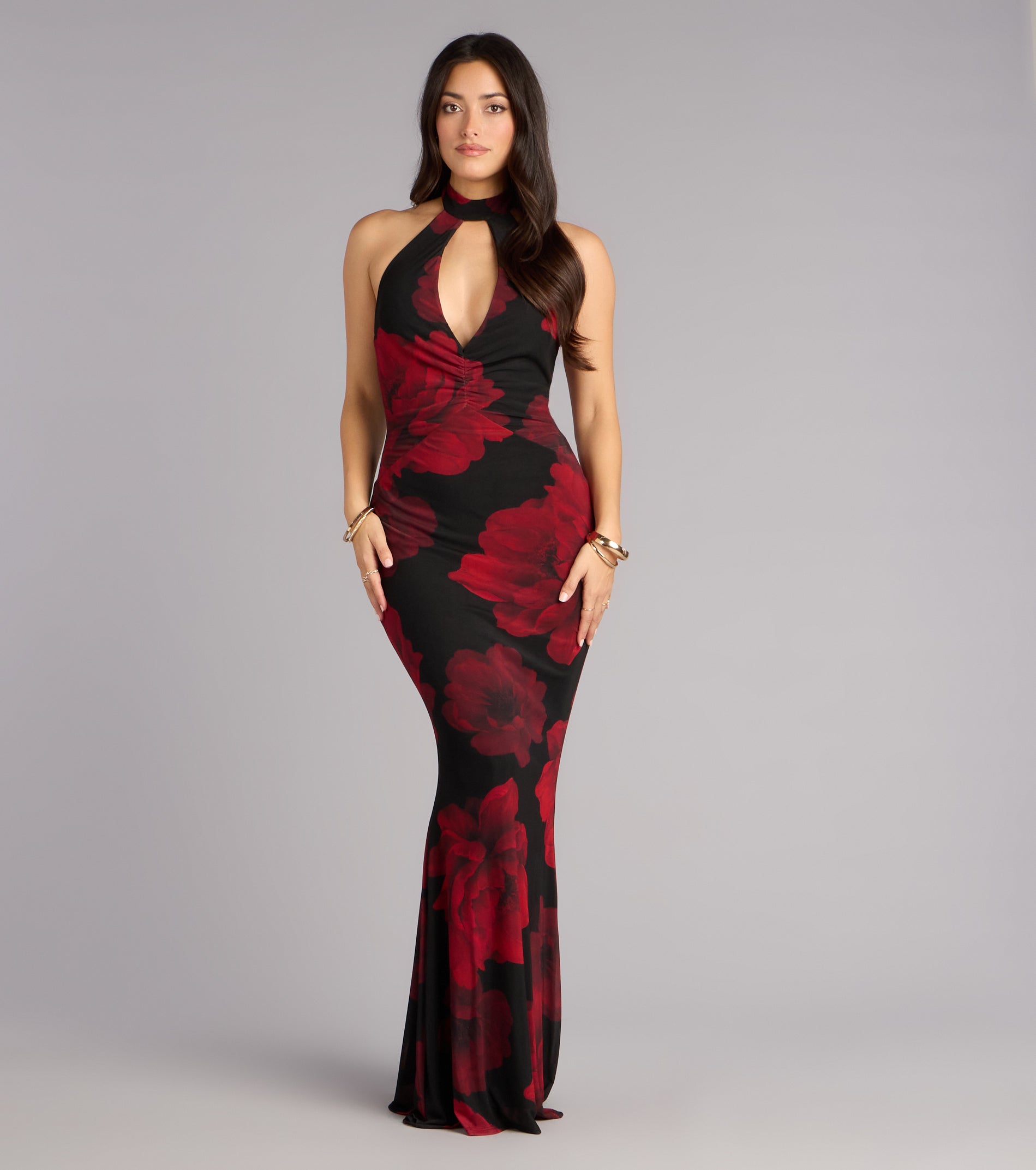 Hollie Floral Halter Mermaid Formal Dress