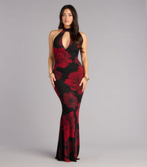 Hollie Floral Halter Mermaid Formal Dress