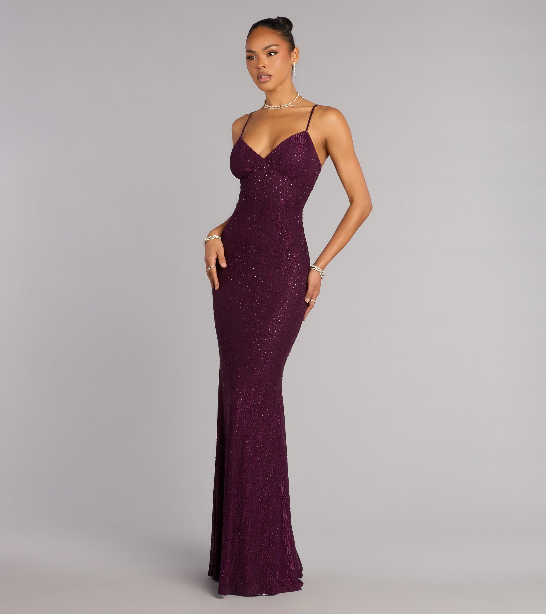 Skylar Rhinestone Tie Back Formal Dress