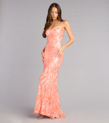 Janie Sequin Lace-Up Formal Dress