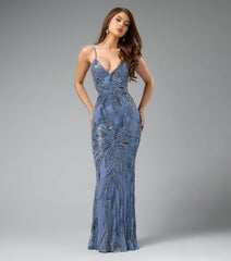 Wrenley Sequin Beaded Formal Dress