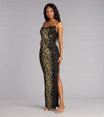 Brookelle Sequin Slit Formal Dress